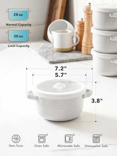 LE TAUCI French Onion Soup Bowls, 28 oz Ceramic Soup Crocks with