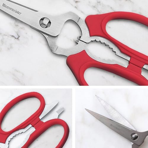 Messermeister 8-Inch Take-Apart Kitchen Scissors, Red - Includes