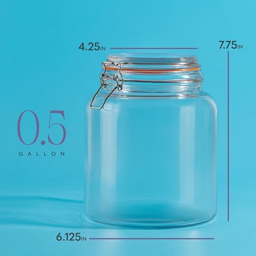 kitchentoolz Half Gallon Glass Large Mason Jars with Airtight Lid