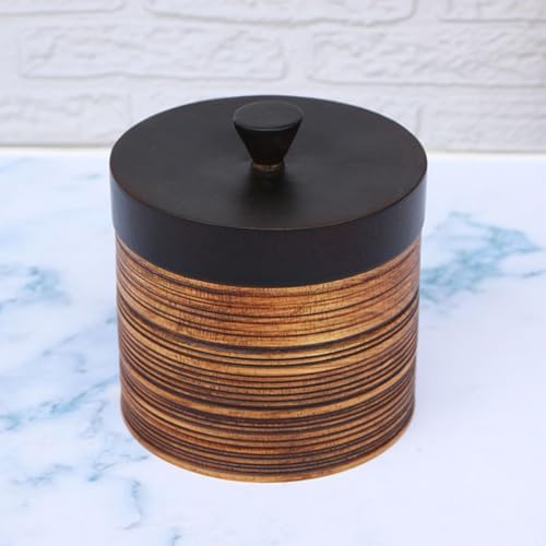 Wooden Tea Storage Tin with Lid for Home Pantry Organization