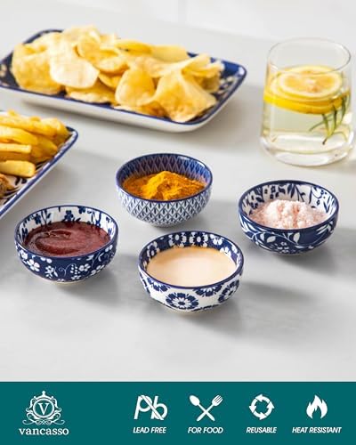 vancasso Ceramic Mixing Bowls with Lids Set of 4 Bundles 2.7 Oz Mini