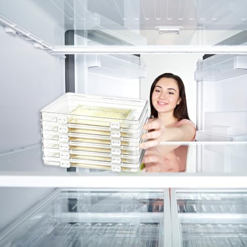 12 Pcs Clear Flat Breast Milk Freezer Storage Organizer,Space Saving