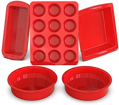 5-Piece Silicone Baking Pans Sets, Nonstick Silicone Bakeware Set