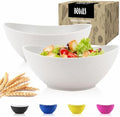 Wrova Wheat Straw Bowls Set of 2, Unbreakable Large Salad Bowls,White