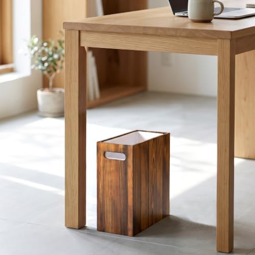 iEGrow 3 Gallon Acacia Wood Trash Can