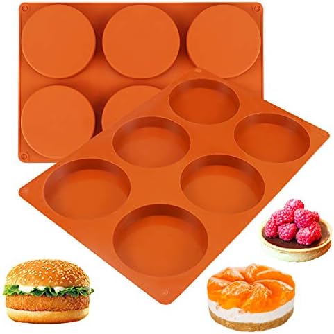 Palksky Silicone Molds for Baking (2 Pack)6-Cavity Large Round Disc