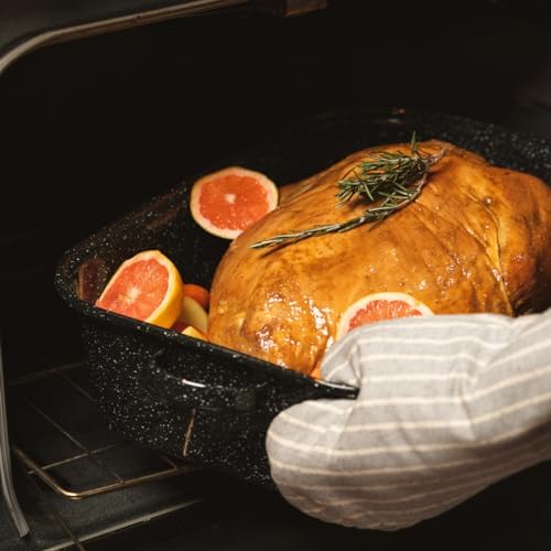 Granite Ware Covered Rectangle Roaster - Enamel on Steel, Speckled