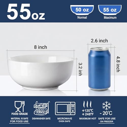 60 oz Large Soup, Ramen, Pho, Noodle, and Salad Bowl Set of 3, 8 in