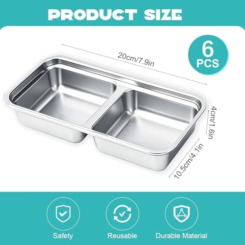 Stainless Steel Snack Containers, 6-Pack with Lids