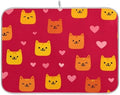 OTVEE Red Cat Art Dish Drying Mat for Kitchen Counter Absorbent Heat