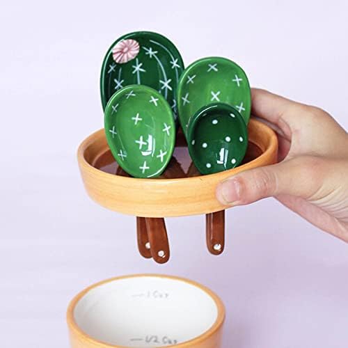 Cactus Measuring Spoons Set in Pot Ceramic House Warming Gifts New