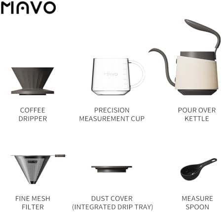 Pour Over Coffee Maker Set with Glass Server, Grey
