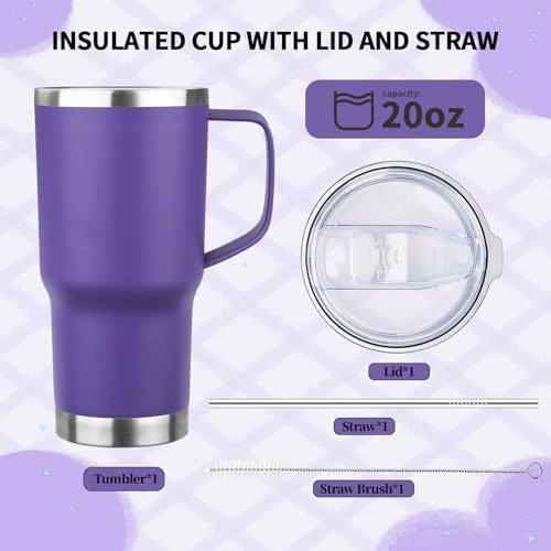 20oz Insulated Tumbler with Handle Stainless Steel Travel Coffee Mug