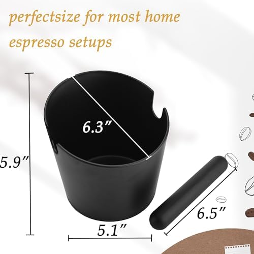 Espresso Knock Box 6.3 Inch, Large Coffee Grounds Container with