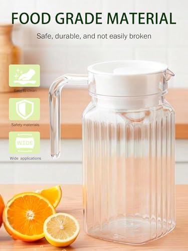 Acrylic Transparent Water Jugs Striped Pitcher with Lid 500ML