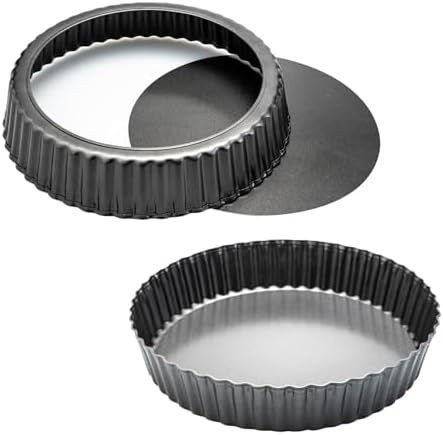 11 x 2 Inches Deep Dish Tart Pan Set of 2, Nonstick Tall Tart Quiche