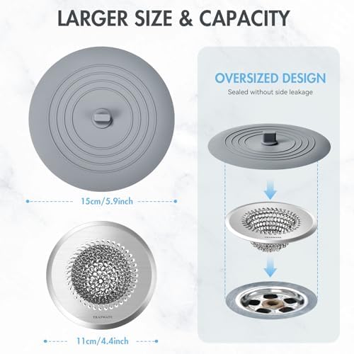 Shower Drain Cover Bathtub Stopper, 4.4" Hair Catcher for Bath, Tub &
