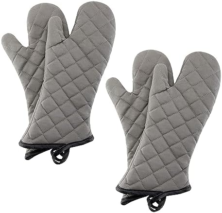 ARCLIBER Gray 16" Quilted Terry Oven Mitts 2 Pairs Heat Resistant