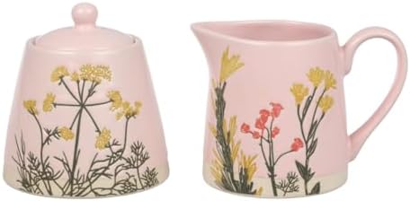 Elegant and Modern Pink Sugar Bowl and Creamer Set for Tea and Coffee