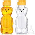 2 Pack Plastic Bear Honey Bottles with Funnel, 240ml Squeeze Honey