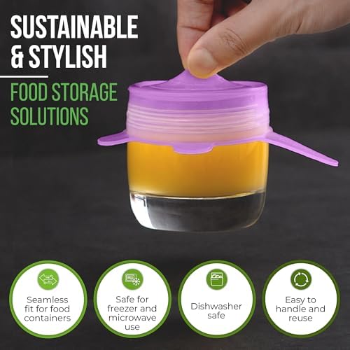 Reusable Silicone Stretch Lids, 7 Pack, Purple