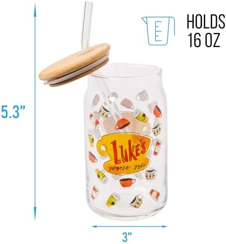 Silver Buffalo Gilmore Girls Luke's Diner, Glass Tumbler, 16oz