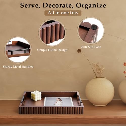 Serving Tray for Coffee Table Decor, 16.7" Decorative Ottoman Tray
