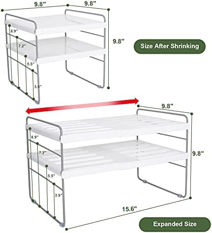2 Pack Expandable Kitchen Wrap Organizer Rack, Height & Width