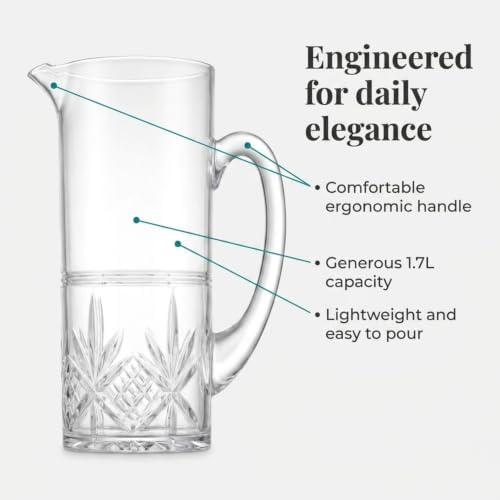 Godinger Pitcher, Acrylic Water Pitcher with Handle, Water Jug