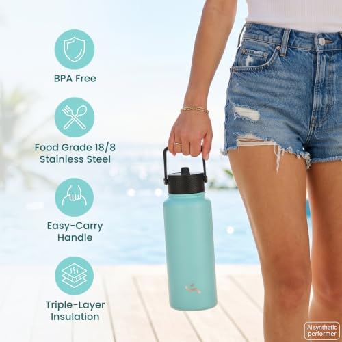 Konokyo 18 oz Insulated Stainless Steel Water Bottle with Straw Lid