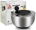 5.3Qt Stainless Steel Salad Spinner,Drain, Stop Button,Quick Dry Black