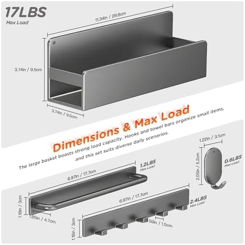4 Pack Magnetic Shelf with Hooks for Kitchen and Laundry