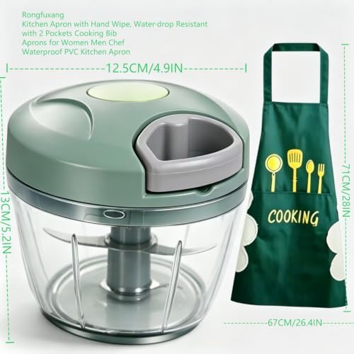 Manual Pull String Vegetable Chopper with Kitchen Apron