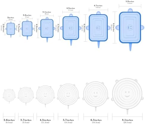 Linkidea 12 Pcs Silicone Stretch Lids, Blue & White