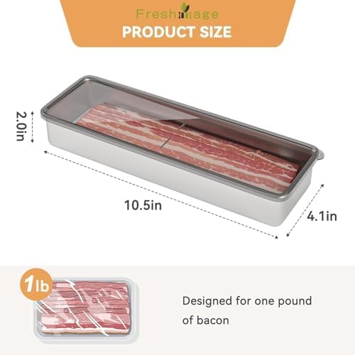 Bacon Container for Refrigerator, 1 Pack 304 Stainless Steel Container