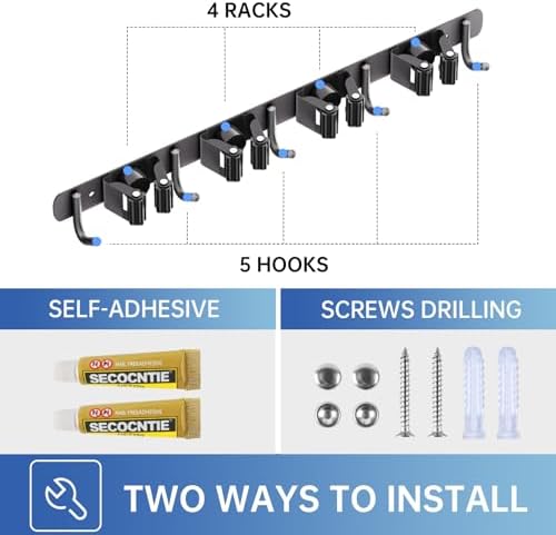 ZONGOOL 2-Pack Mop and Broom Holder, Wall Mount