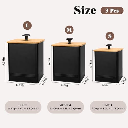 Set of 3 Metal Kitchen Canisters
