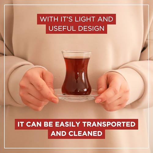 Turkish Tea Glass Set of 6 with Saucers, Arabic Moroccan Tea Cup Set