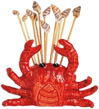 Mud Pie Red Ceramic Crab Toothpick Holder