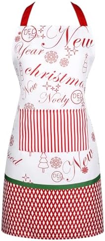 TRIWORKS Christmas Apron with Pocket Women Kitchen Apron for Cooking