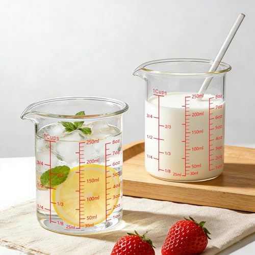 Glass Measuring Cup 1 Cup,8oz 250ml Borosilicate Liquid Measuring Cup