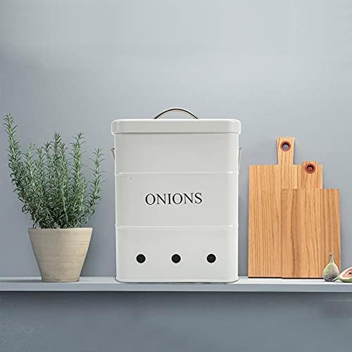 Onion Storage, Metal Onion Storage Container with Lid and Handles