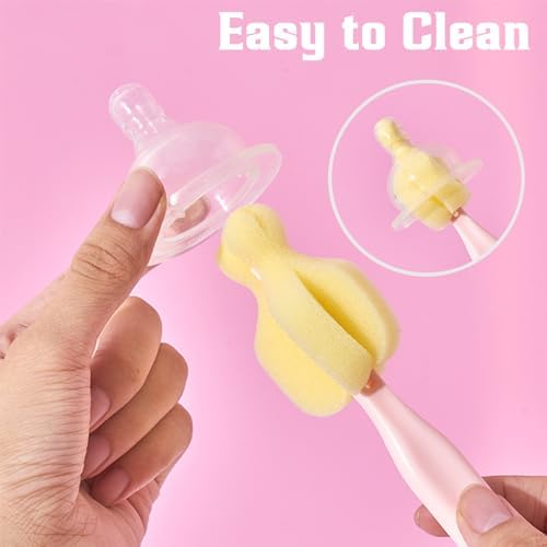 4PCS Baby Bottle Brush Set - Milk Bottle & Nipple Cleaner with 4