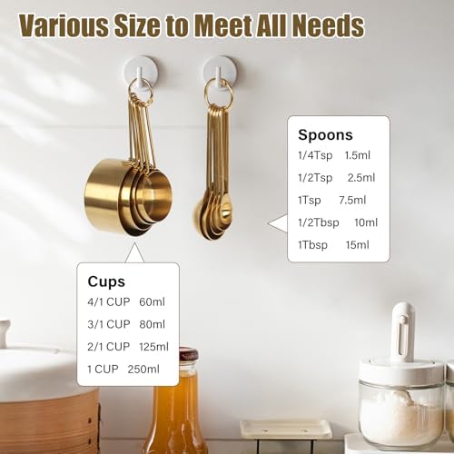 9 Pcs Gold Measuring Cups and Spoons Set, Premium Stainless Steel