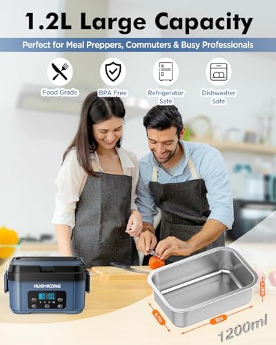 Hugmazing 1.2L Cordless Electric Lunch Box with SS Container