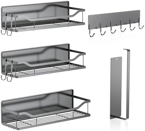 Magnetic Shelves for Refrigerator, 5 Pack, Gray