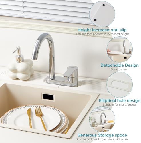Stone Faucet Mat for Kitchen Sink, Oval Hole