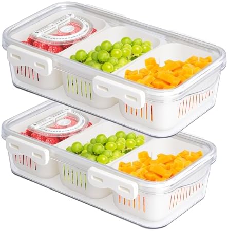 2 Pack Divided Snackle Box with 3 Compartments