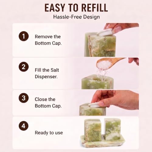 Radicaln Marble Salt and Pepper Shakers Set with Tray