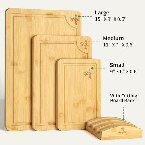 Bamboo Cutting Board Set for Kitchen - Chopping Board Set of 3 with